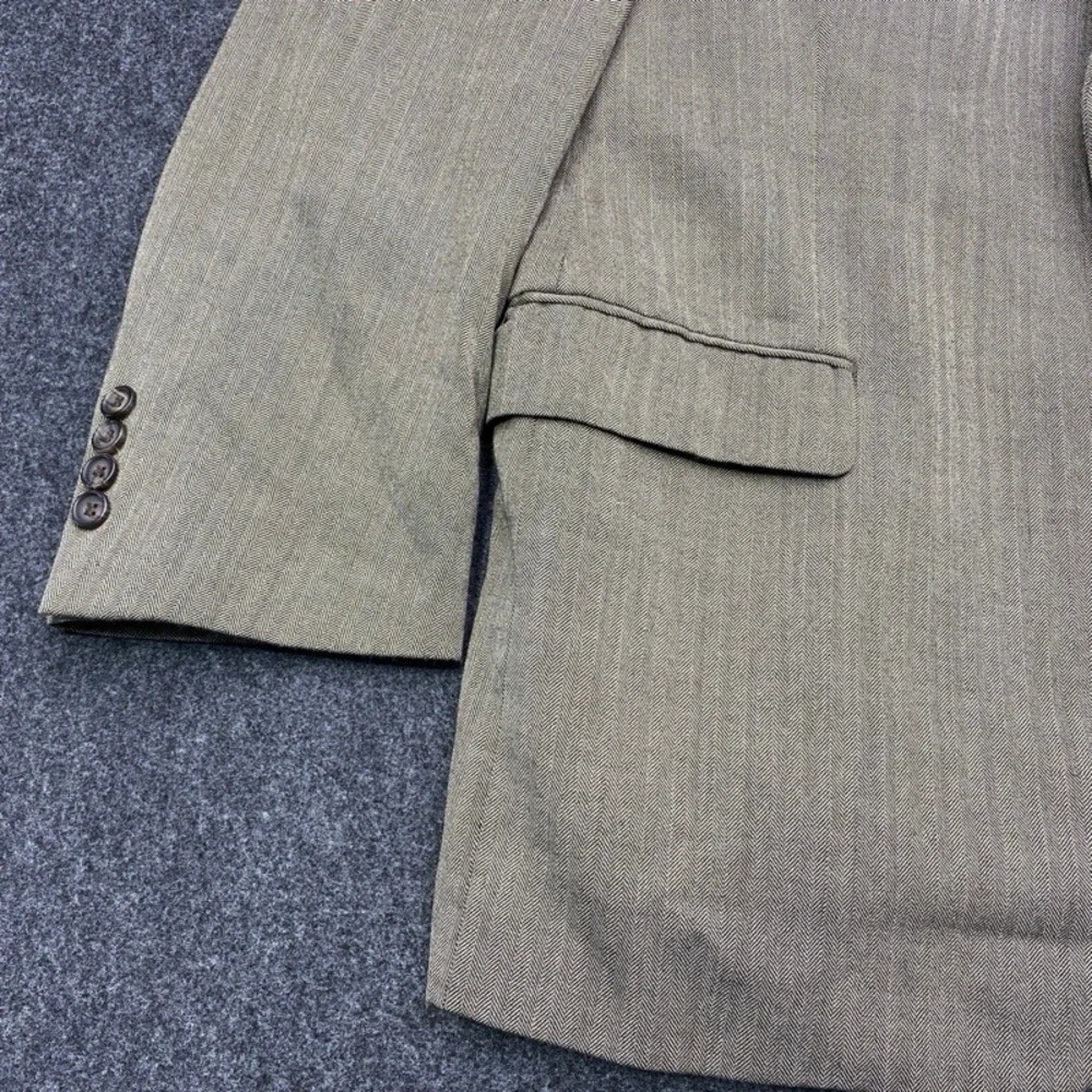 Christian Dior Mens 46R Olive Green Herringbone Blazer Sport Coat Jacket